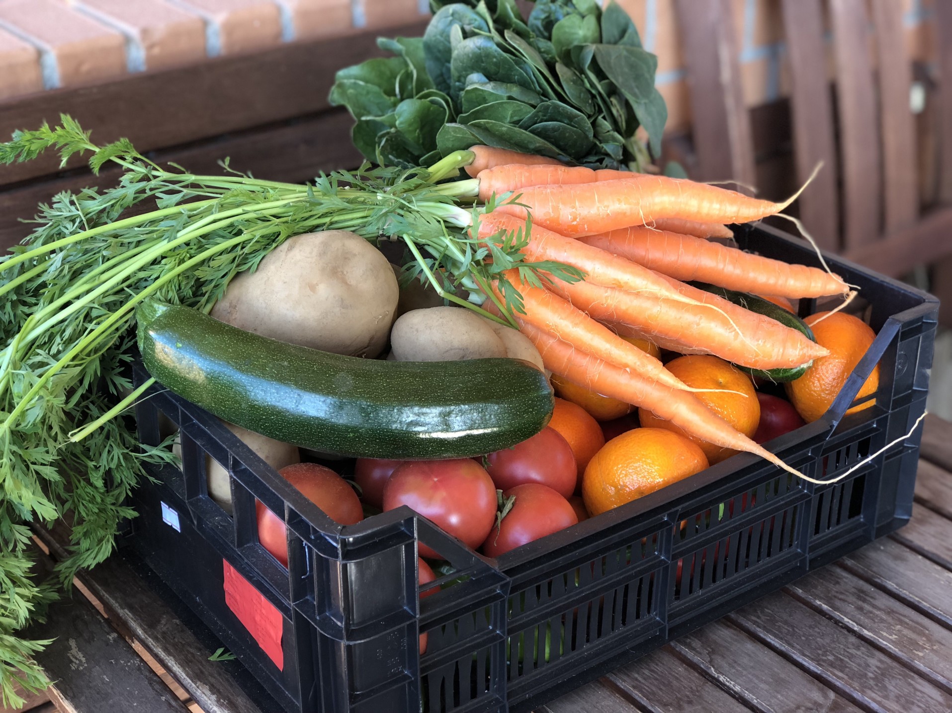 Assorted vegetables in crate