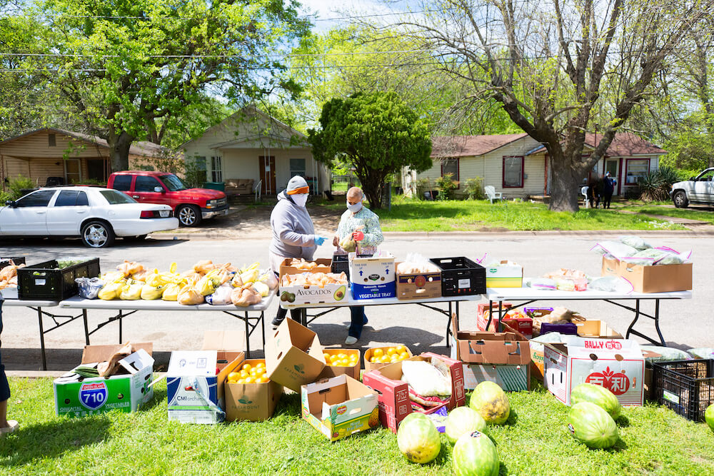 A drive-up food pantry in Sherman, TX