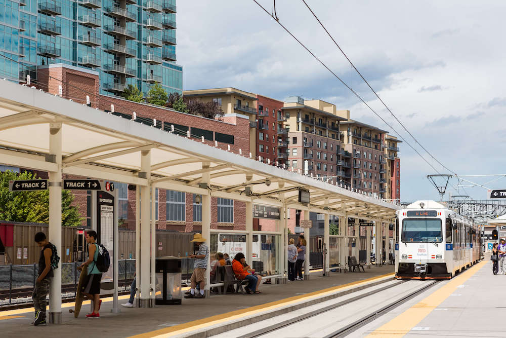 Union Station lightrail stop in downtown Denver, Colorado